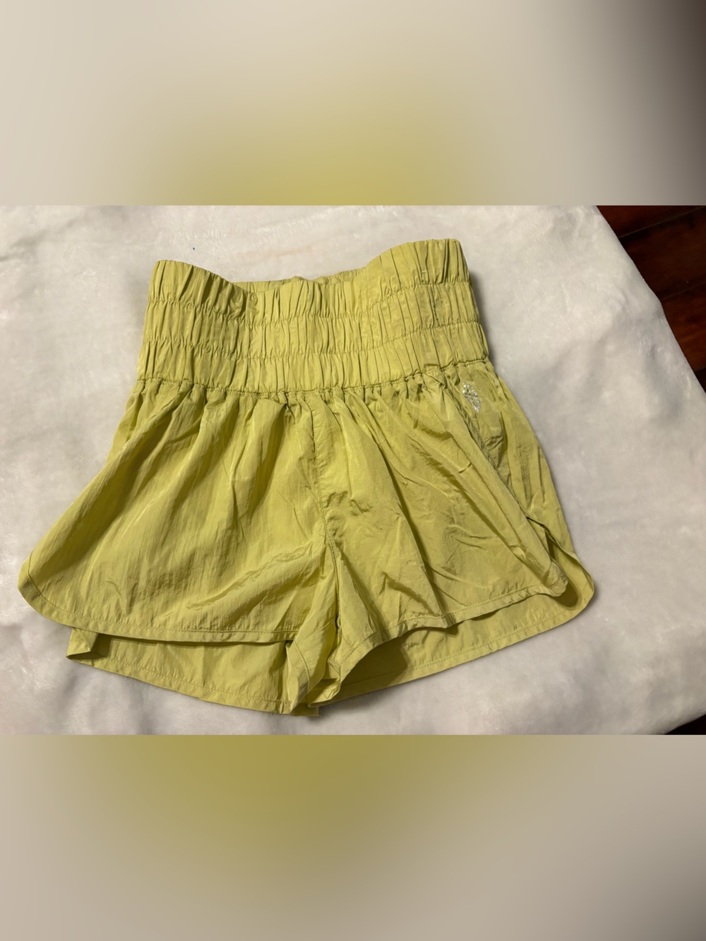 FP Movement by Free People Lemon Yellow High-Waist Smocked Shorts